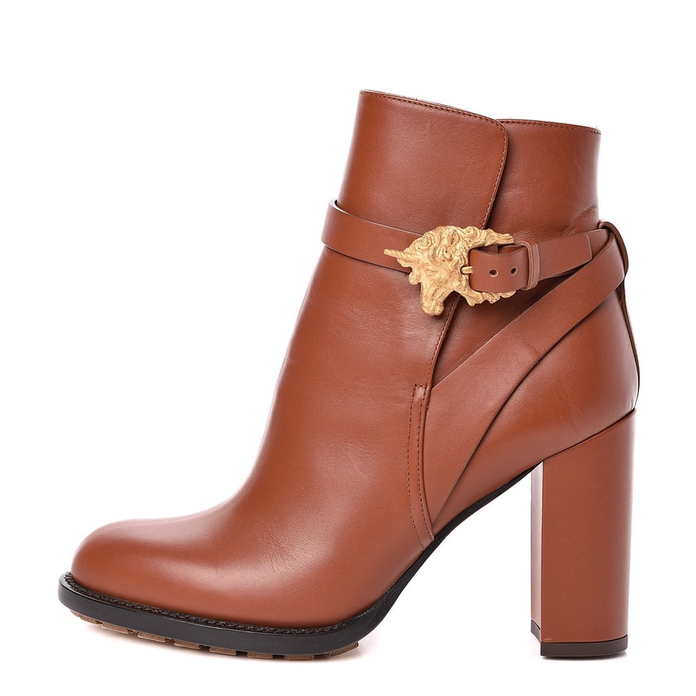 Brown Ankle Boots with Gold Accent